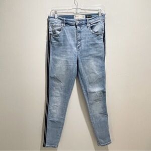 GARAGE PREMIUM Women’s Medium Wash Ultra High Rise Double Tuxedo Stripe …